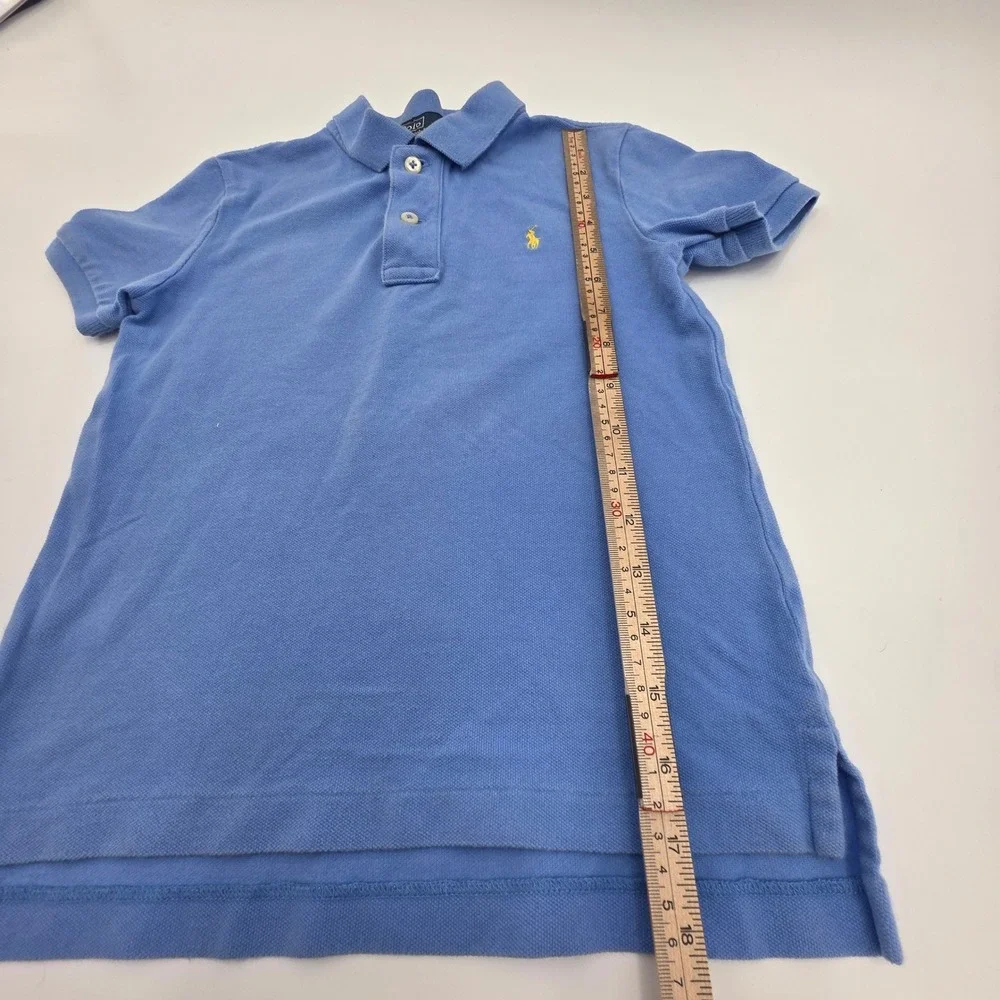VINTAGE 90S POLO RALPH LAUREN YOUTH SIZE 6 SMALL BLUE YELLOW PONY SHIRT POLO
